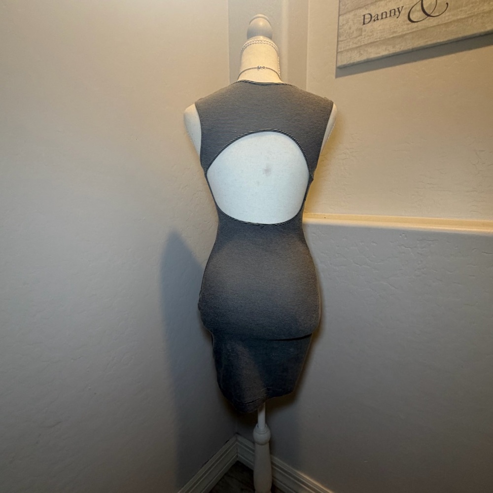 Rare American Apparel Open Back Bodycon Dress XS Made in USA Striped‎